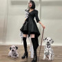 KUJAIS Deguisement Cruella d enfer Femme, Deguisement Halloween Femme, Costume Cruella Deville 101 Dalmatiens Robe à Pois pour H