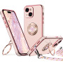 XYZ Coque pour iPhone 15 Plus, avec Double Anneau de Support Cœur, avec Lanière pour Filles et Femmes, Coque de Protection de Lu