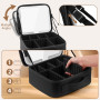 OSDUE Trousse de Maquillage avec Miroir Lumière,Trousse de Maquillage de Voyage 3 Couleurs LED Trousse avec Séparateurs Réglable