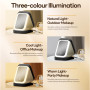 Cuteefun Miroir LED, Miroir de Voyage Lumineux avec Organisateur de Bijoux, 3 Couleurs de LumièRe, Luminosité Réglable, Recharge