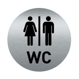 AUA SIGNALETIQUE - Plaque de porte Aluminium brossé imprimé AluSign Ø 85 mm - épaisseur. 3 mm - Double Face adhésif au dos (Toil