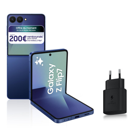 Samsung Galaxy Z Flip7, Smartphone Android 5G avec Galaxy AI, 256 Go, Chargeur Secteur Rapide 25W Inclus, Smartphone déverrouill