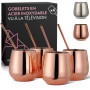 Oak & Steel - 4 Verres à Vin en Acier Inoxydable Rose Gold sans Pied, 4 Pailles en Métal & Brosse de Nettoyage, 350 ml - Double 