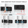homeasy Porte Balai Acier Inoxydable, Accroche Balai Mural sans Perçage, Support Balai 2 Emplacements avec 1 Crochet pour Cuisin