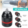 Mandrin auto-serrant SDS en métal - Adaptateur de mandrin hexagonal - Envergure : 1,5-13 mm - Filetage intérieur du mandrin : 1/