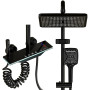 YJYAJIE Colonne de Douche 4 en 1 Noir, Température Constante Mitigeur LED, Commande Piano, Douche Pluie Carrée XXL 31x20, Douche