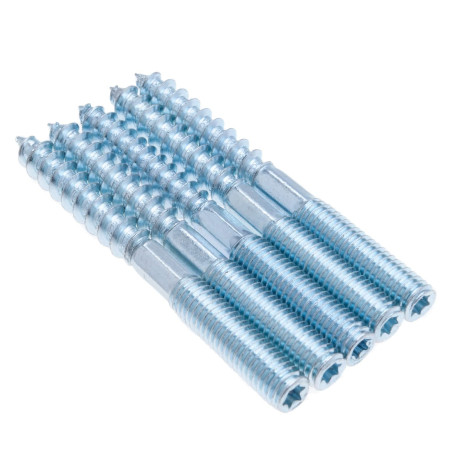M10x140mm Boulons de Suspension Torx, Vis à Cheville à Double Extrémité, Fixation Murale, Fixation sans Tête Zinguée avec Partie