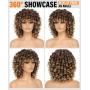 PORSMEER Perruque Afro Femme Naturelle Courte avec Frange Perruque de cheveux bouclés,Couleur marron et blond frisée fibre synth