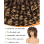 PORSMEER Perruque Afro Femme Naturelle Courte avec Frange Perruque de cheveux bouclés,Couleur marron et blond frisée fibre synth