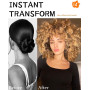 PORSMEER Perruque Afro Femme Naturelle Courte avec Frange Perruque de cheveux bouclés,Couleur marron et blond frisée fibre synth