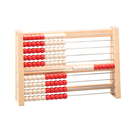 WISSNER® aktiv lernen - Boulier de calcul, comptage 1-100, 100 boules rouge/blanc - RE-Wood®