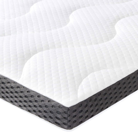 Amazon Basics Surmatelas de Mousse à Mémoire de Forme avec Gel Rafraîchissant Moelleux, 135 x 190 x 7 cm, Blanc