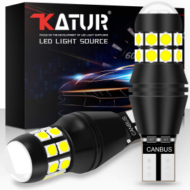 KATUR W16W 921 T15 912 LED Ampoule CANBUS sans Erreur sans polarité 6500K 3030 20SMD 12V 24V pour Feux de recul de feu de statio