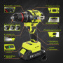 VOERJIA Perceuse Visseuse Sans Fil 21V, Perceuse Percussion Brushless avec 2 Batteries 2000mAh, 65Nm Couple Max, 20+3 Réglages d