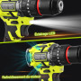 VOERJIA Perceuse Visseuse Sans Fil 21V, Perceuse Percussion Brushless avec 2 Batteries 2000mAh, 65Nm Couple Max, 20+3 Réglages d