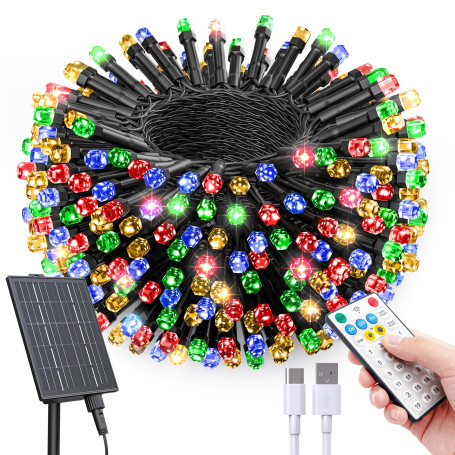 SOLARBABY Guirlande Lumineuse Exterieure Solaire,42M 400 LED Guirlande Solaire Exterieur, Étanche 19 Modes Guirlande Exterieur S
