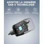 2PCS Chargeur USB C 65W, Charge Rapide PD3.0 PPS, GaN II avec Câble Tressé 2M, Compatible pour MacBook Pro/Air, pour Samsung Gal