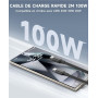 2PCS Chargeur USB C 65W, Charge Rapide PD3.0 PPS, GaN II avec Câble Tressé 2M, Compatible pour MacBook Pro/Air, pour Samsung Gal