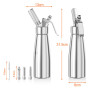 Newaner 500ml siphon chantilly, syphon à crème en aluminium avec 3 Douilles en Acier Inoxydable et 1 brosse de nettoyage, pour d
