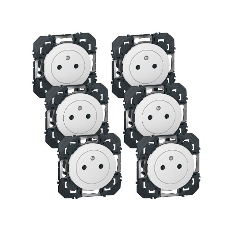 LEGRAND - Prise Electrique Murale 16A avec Terre dooxie Surface - Prise 2P + T Affleurante avec Fond Rétractable - Blanc - Lot d