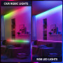 RGB+IC Ruban LED 1M Bande Led Strip avec APP et Télécommand 5V Dimmable Multicolore Bande lumineuse, Musique Synchroniser, USB L