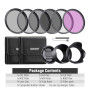 NEEWER Filtre UV CPL FLD 52 mm ND2 ND4 ND8 et kit d'accessoires pour objectif avec capuchon d'objectif à clipser, pare-soleil en