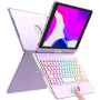 SZO Clavier Coque pour iPad 9/8/7ème Génération 10.2" 2021/2020/2019, 360° Touchpad Flip Coque Dure Slim Cover, 7 Rétroéclairage