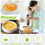 Bonsenkitchen Mixeur Plongeant, 4-en-1 Mixeur Plongeur Multifonction 1000W, 20 Vitesse Réglable, avec Fouet, Hachoir de 500ml et