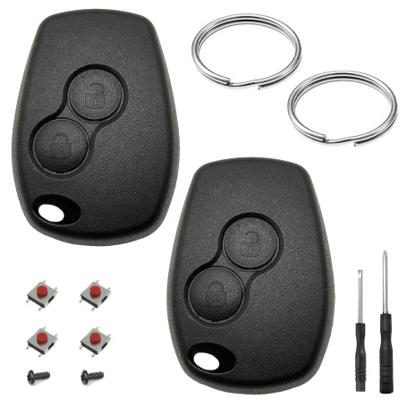 2 Pièces Coque Clé de Voiture 2 Boutons Compatible avec Dacia Duster Dokker Logan Lodgy Sandero Stepway Boîtier Cle Télécommande
