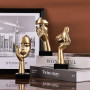 oliruim Lot de 3 Statues de penseur, Sculpture d'art Abstraite dorée et Noire, décoration de Bureau, Cadeau de Noël, Nouvel an (
