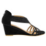 PIZZ ANNU Sandales Femme Été Compensées à Plateforme Escarpins Strass Sandale à Talon Compensé Mode Confort pour Soirée Mariage 