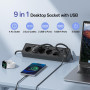 Kemelo Multiprise avec Interrupteur Individuel, 9 en 1 multiprise Plate avec 4 Sortie AC, 2 EU Ports, 3 USB Ports, pour Le Burea