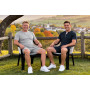 Jahetuul Pyjama Homme Court en Coton Été Ensemble de Pyjama à Col en V avec Boutons Décoratifs T-Shirt Uni et Short Uni avec Poc