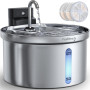 FEELNEEDY 3,5L Fontaine à Eau Robinet pour Chat sans Fil avec Batterie 4000mAh, Fontaine a Eau Chat Silencieuse INOX Detecteur d