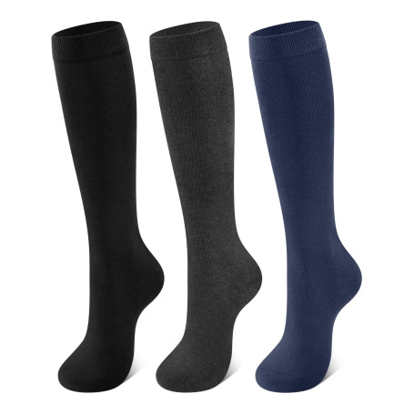 CLOSEMATE 3 Paires Chaussettes Hautes Femme 35-38 39-42 en 80% Coton Doux en Blanc Noir Gris Bleu Respirantes Élastiques pour Sp