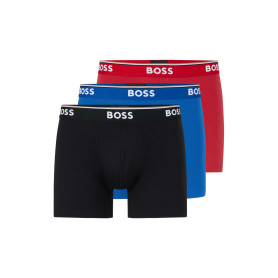 BOSS Hommes Trunk 3P Power Lot de Trois Boxers Courts en Coton Stretch avec Logo à la Taille