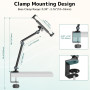 Putilsen Mount Support de Tablette Réglable 360° - Bras Double Axe Flexible et Hauteur Ajustable - Compatible iPad, Galaxy Tab, 