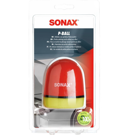 SONAX P-Ball (1 pièce) pour polissage manuel parfait et sans effort | Ergonomique avec éponge intégrée | Réf: 04173410