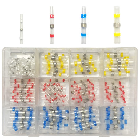 Newaner 200 Pièces joint de soudure connecteur bout de fil isolés, 4 tailles 26-10 AWG avec gaine thermorétractable, cosse elect