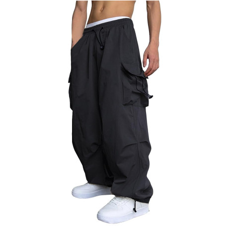 WZIKAI Pantalon cargo baggy décontracté pour homme - Pantalon cargo de parachute - Coupe ample - Hip Hop - Sarouel avec poches