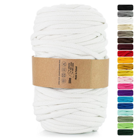 Netuno 1 Fil de macramé Blanc 9mm 50m Cordon en Coton pour macramé Fil de Bricolage décoration Loisirs créatifs Art et Artisanat