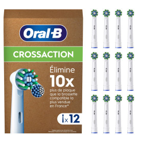 Oral-B Pro Brossettes De Rechange Cross Action ORIGINALES, Lot de 12 Embouts Ronds, Blancs, Compatibles Avec Des Brosses Electri
