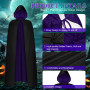 AOOWU Cape à Capuchon Noire Violet Déguisement, Cape à Capuche Double Face pour Halloween, Déguisement de Sorcière, Adulte Costu