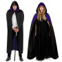 AOOWU Cape à Capuchon Noire Violet Déguisement, Cape à Capuche Double Face pour Halloween, Déguisement de Sorcière, Adulte Costu