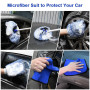 URAQT Lot de 4 brosses de lavage de voiture en microfibre, outil de lavage de voiture multifonction avec serviette de séchage de