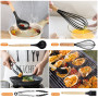 22 Ustensiles de Cuisine en Silicone avec Manche Bois – Antiadhésifs Résistants à la Chaleur Avec 10 Crochets et Porte-Ustensile