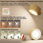 Applique Murale Interieur, Lampe Murale Touch LED avec Port de Charge USB Contrôle Tactile, 3 Niveaux de Luminosité 3 Températur