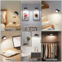 HOTUT Applique Murale Interieur, 2 pcs Lampe Murale Rotatifs 360° avec Télécommande et Tactile, Lampe Murale LED Rechargeable, 3