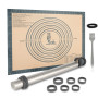 SUPER KITCHEN Rouleau à Pâtisserie Ajustable en Acier Inoxydable Avec 5 Anneaux Réglables, Tapis de Cuisson Tapis à Pâtisserie e