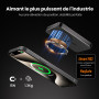 Kstime Batterie externe magnétique 10 000 mAh, design ultra fin en titane de 14 mm, chargeur portable sans fil PD20W avec entrée